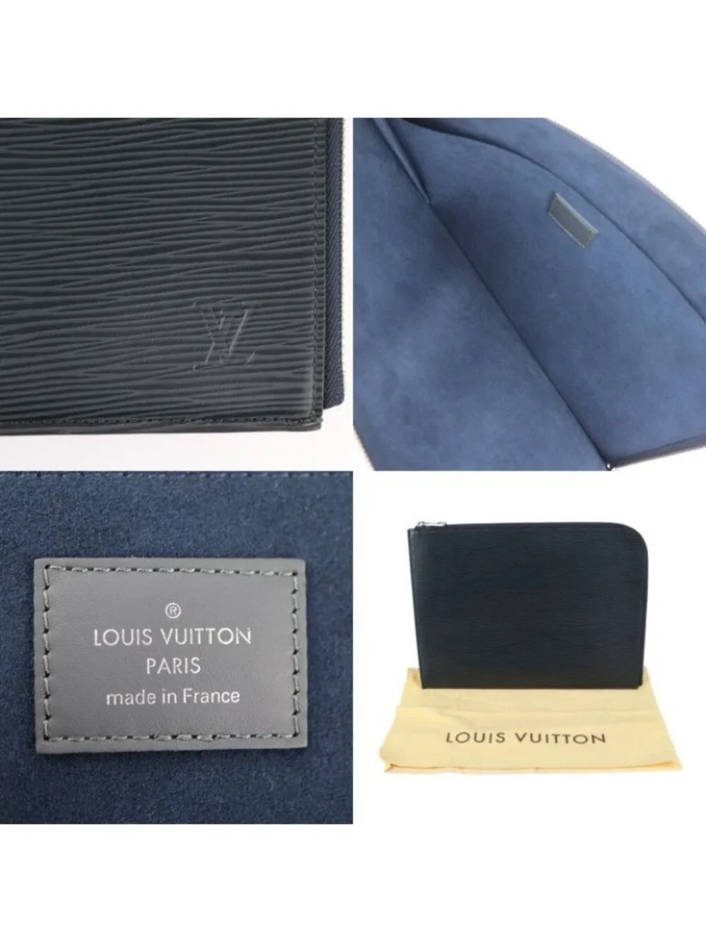 Louis Vuitton Pochette Jules GM Second Bag Leather Blue Marline Silver